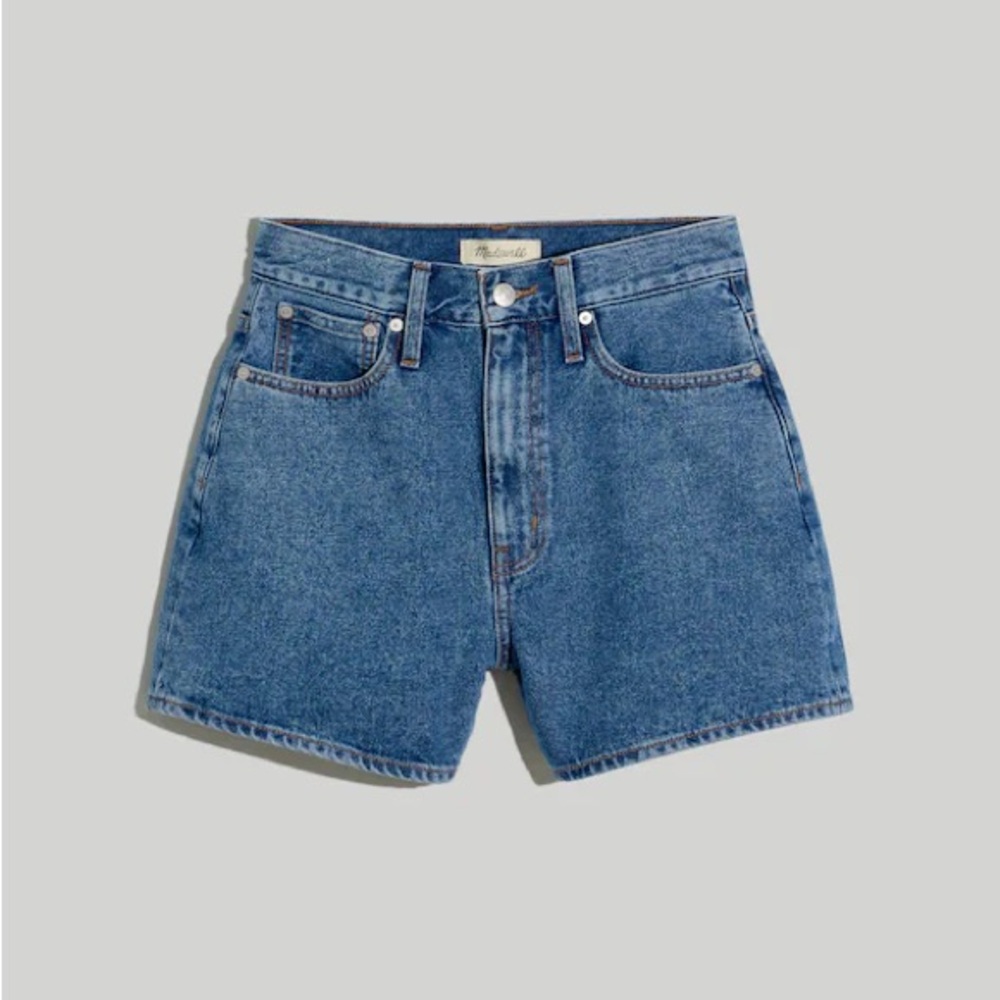 Madewell Perfect Mom Jean Shorts Streamside Wash Blue - Picture 5 of 8
